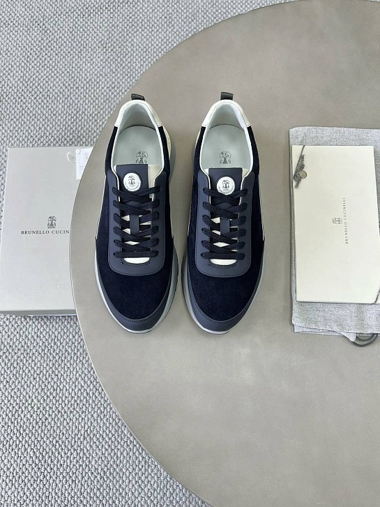 Замшевые кроссовки Brunello Cucinelli Premium - Navy