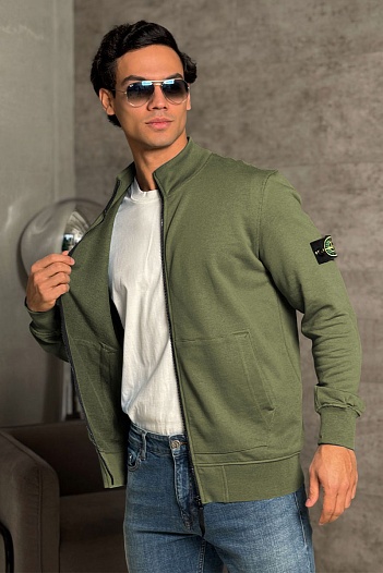 Кофта зелёного цвета Stone Island Zip-Up Compass-patch   