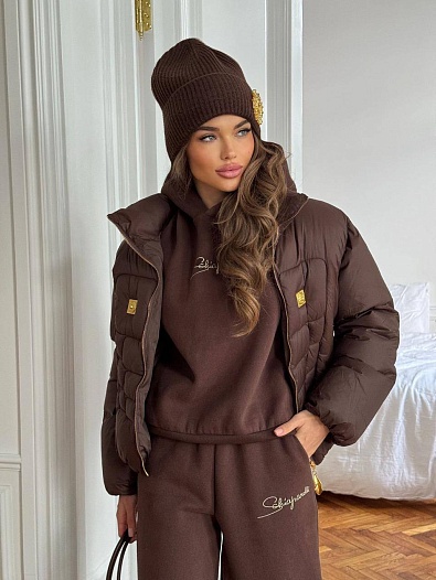 Женский костюм тройка на флисе Schiaparelli premium - Brown   