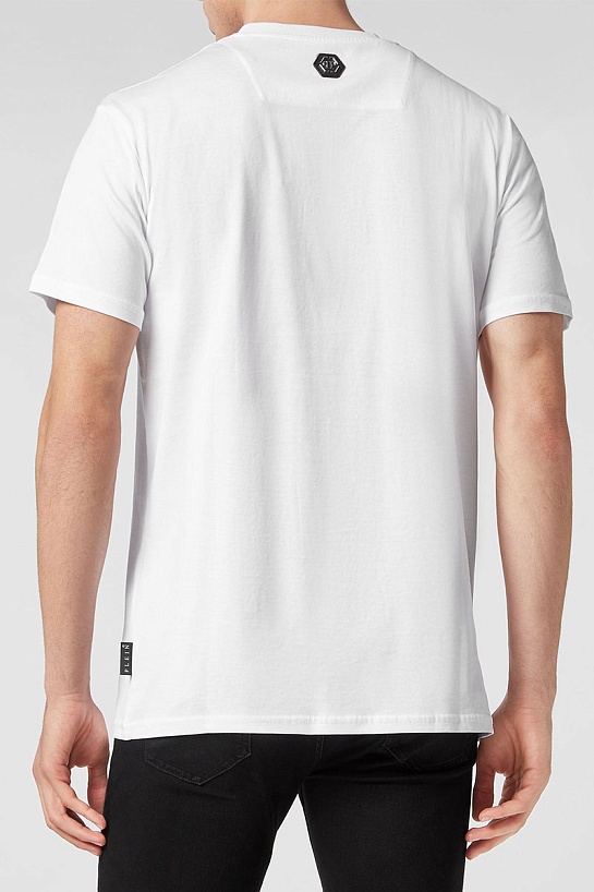 Белая футболка со стразами Philipp Plein "Skull"