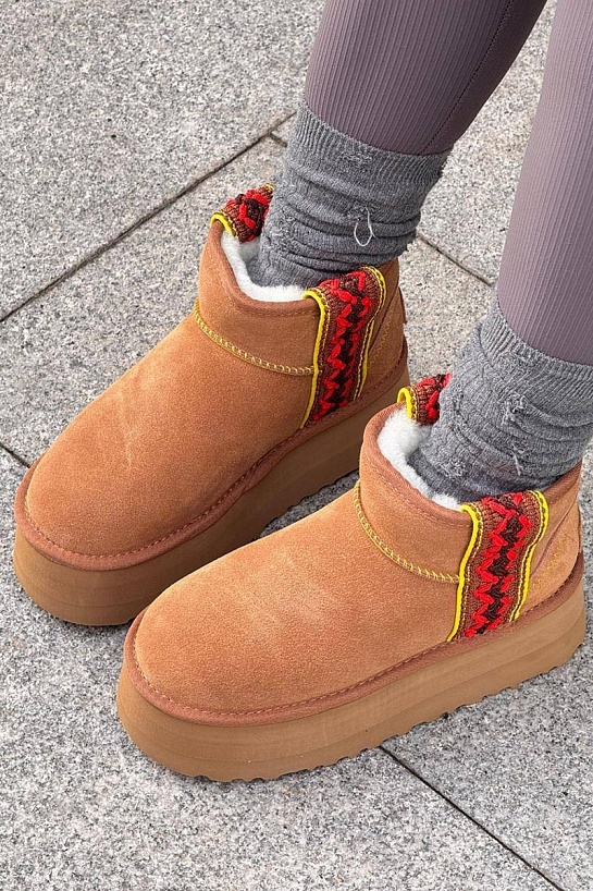 Женские ботинки UGG Ultra Mini Braid Platform - Brown