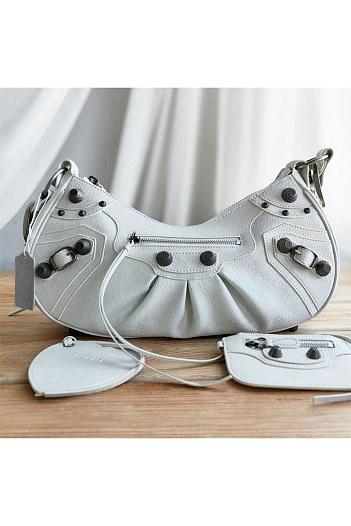 Кожаная сумка Balenciaga Le Cagole Small - White 40x16 см   