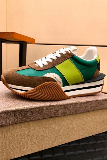 Мужские зелёные кроссовки Tom Ford   