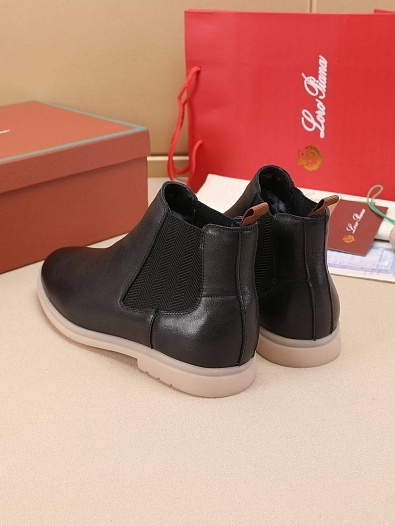 Кожаные ботинки с мехом Loro Piana   