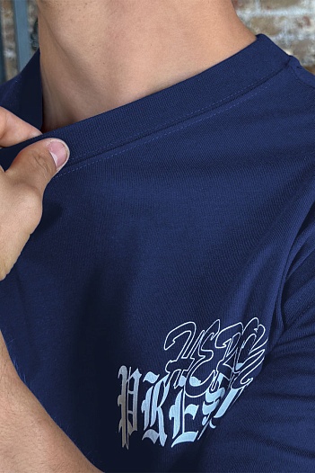 Тёмно-синяя оверсайз футболка Heron Preston   