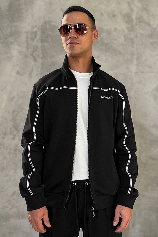 Мужская кофта на молнии Moncler striped - Black