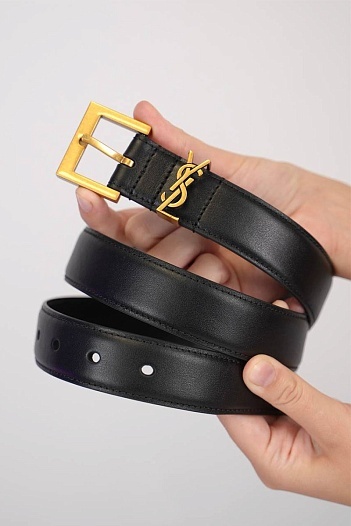 Кожаный ремень Yves Saint Laurent Cassandre (ширина 3 см, длина 80 / 85 см)   