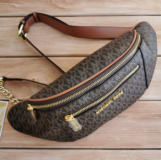 Кожаная поясная сумка Michael Kors Mott 33x16 см - Brown