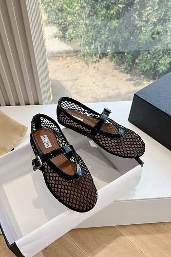 Женские плетёные балетки Alaia Premium - Black   