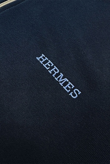 Тёмно-синяя кофта на молнии Hermes   