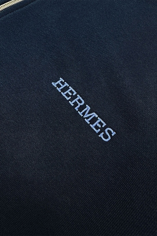 Тёмно-синяя кофта на молнии Hermes