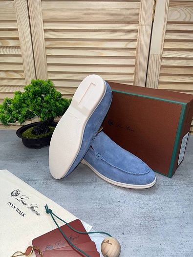 Замшевые лоферы Loro Piana Summer Walk - Blue   