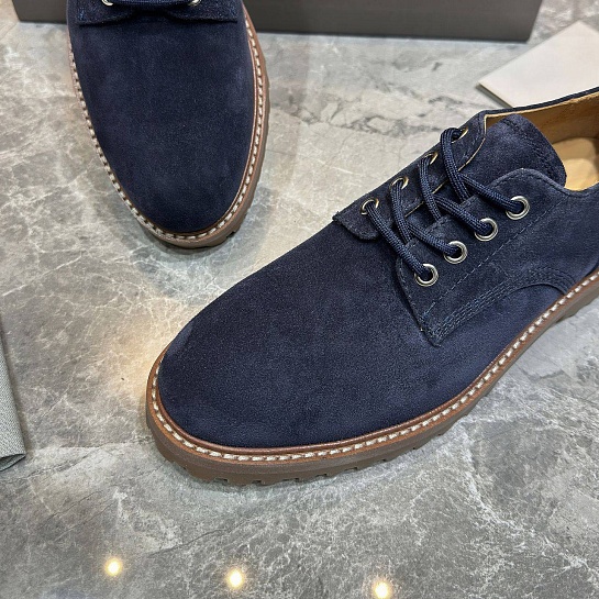 Замшевые ботинки Brunello Cucinelli синего цвета