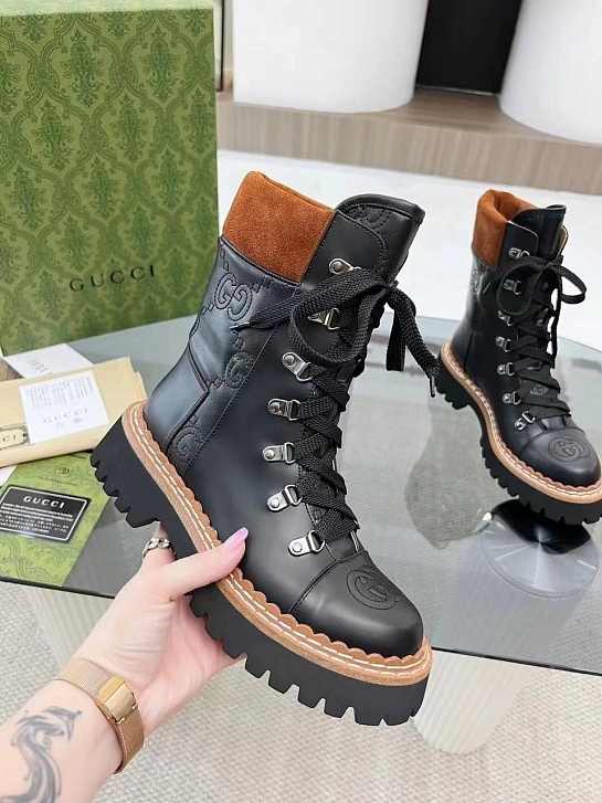 Женские кожаные ботинки Gucci