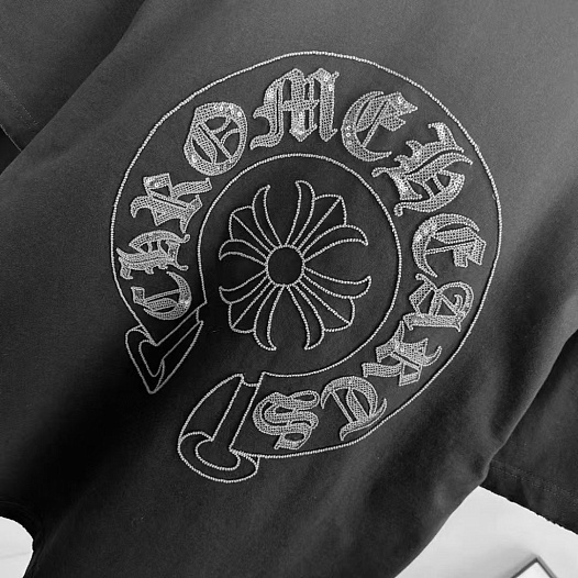 Чёрная оверсайз футболка Chrome Hearts Premium   