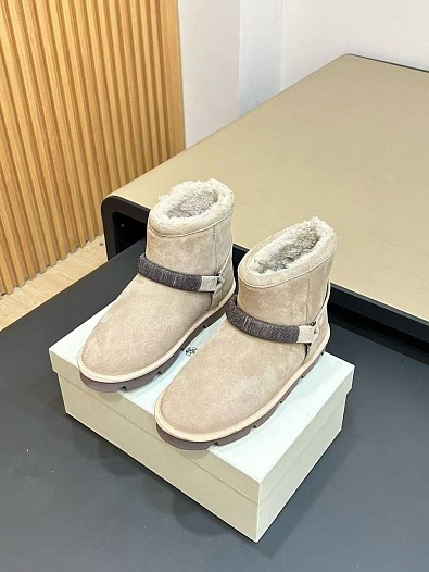 Женские замшевые угги с мехом Brunello Cucinelli Monili Premium   