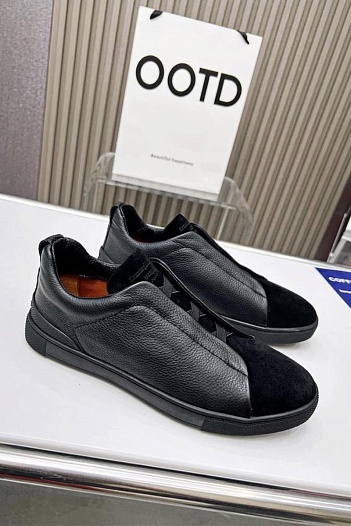 Чёрные комбинированные кроссовки Ermenegildo Zegna   