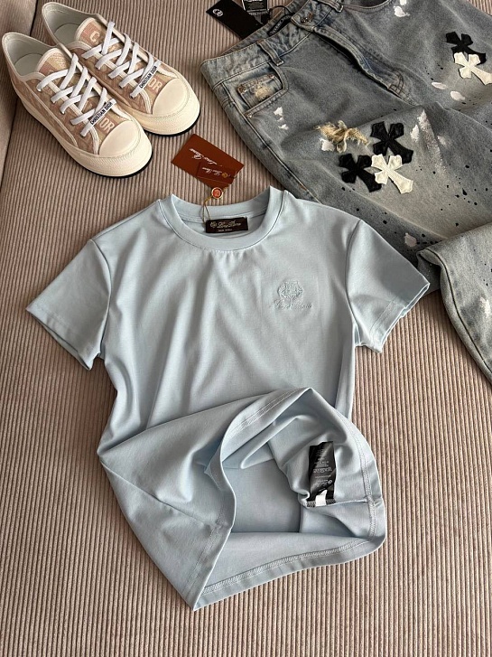 Женская голубая футболка Loro Piana premium