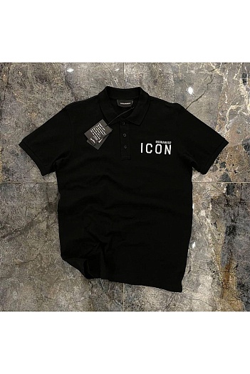 Мужское чёрное поло Dsquared2 ICON white-logo   