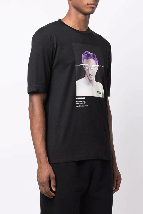 Чёрная оверсайз футболка Neil Barrett "Cyberpunk"