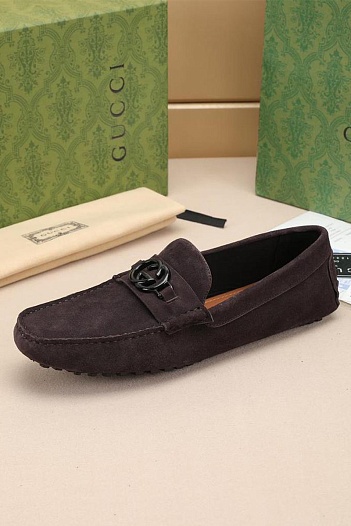 Мужские замшевые мокасины Gucci Interlocking G   