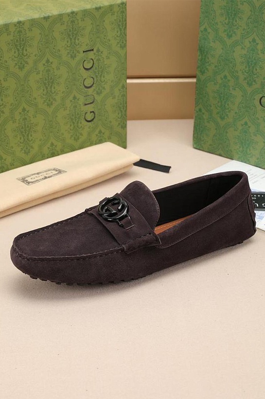 Мужские замшевые мокасины Gucci Interlocking G