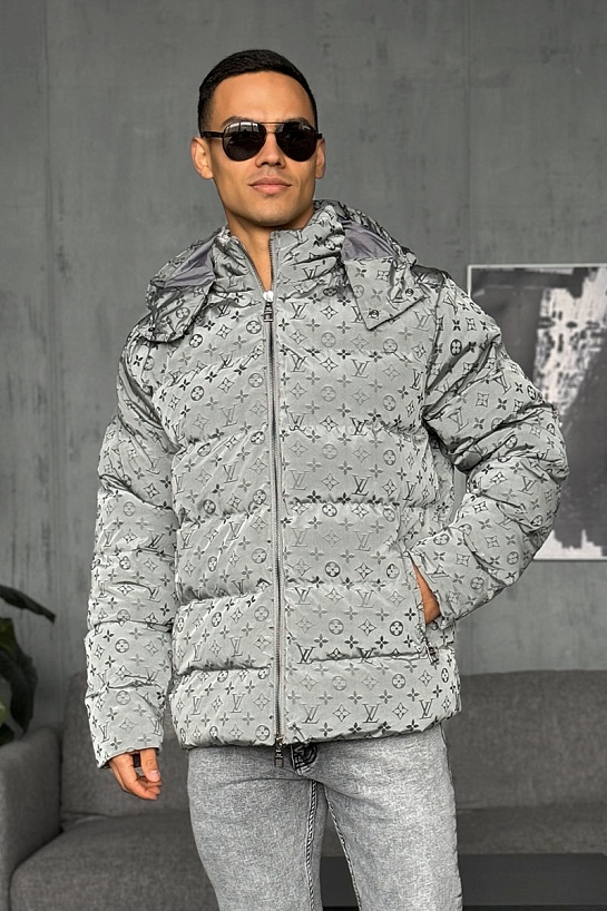 Мужская серая куртка Louis Vuitton monogram all-over