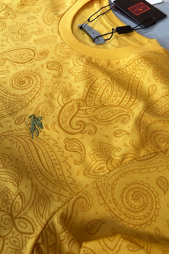 Жёлтая мужская футболка Etro embroidered-logo