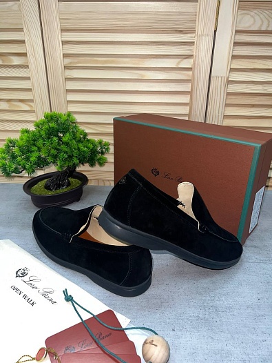 Замшевые лоферы Loro Piana Summer Walk - Black   