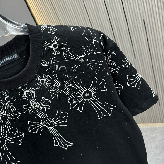 Чёрная оверсайз футболка Chrome Hearts Premium   