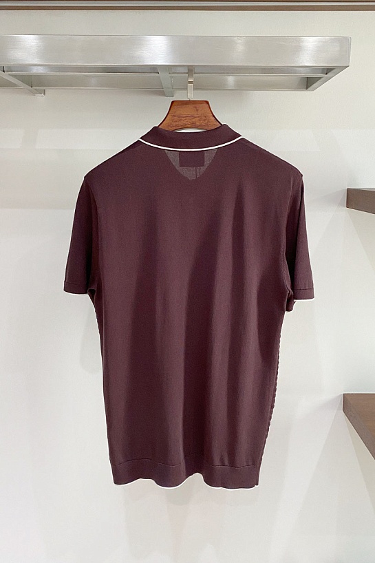 Вязаное поло коричневого цвета Kiton premium