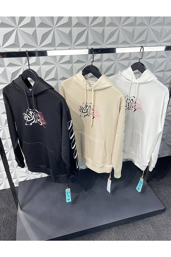Мужское бежевое худи Off-White Graffiti Arrows Logo
