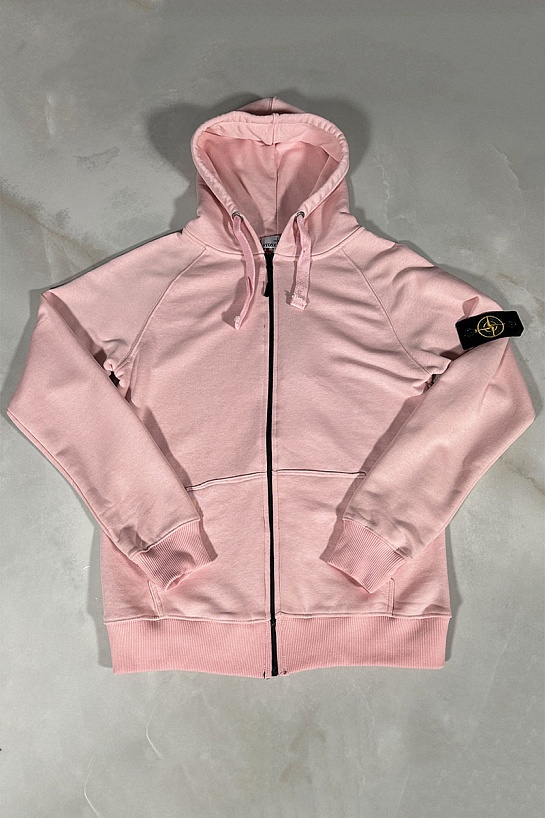Розовая кофта на молнии Stone Island compass-patch