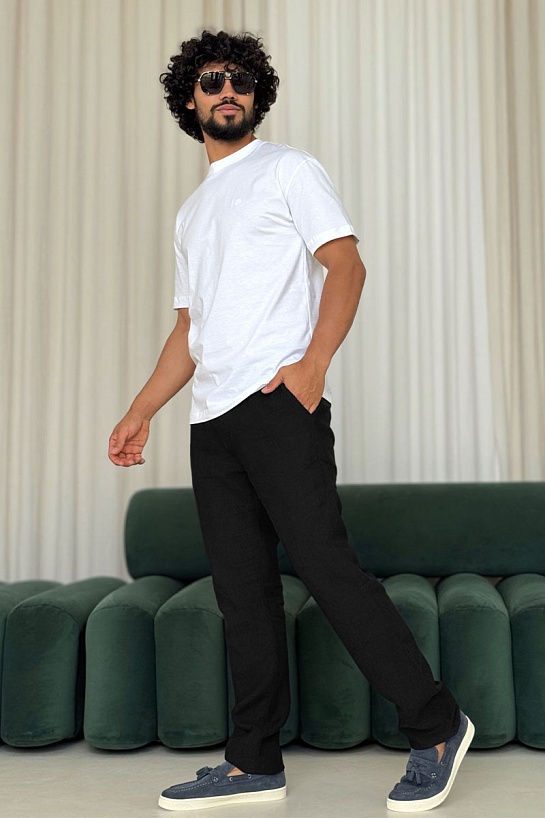 Льняные брюки чёрного цвета Loro Piana