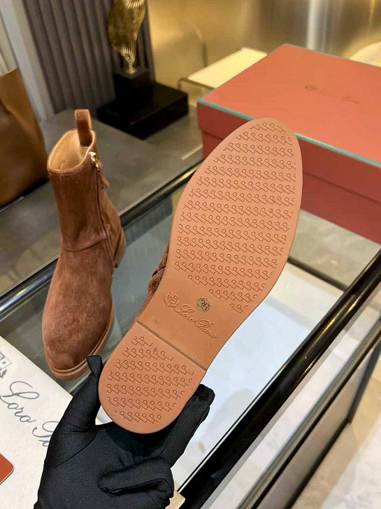 Женские замшевые сапоги Loro Piana premium - Brown
