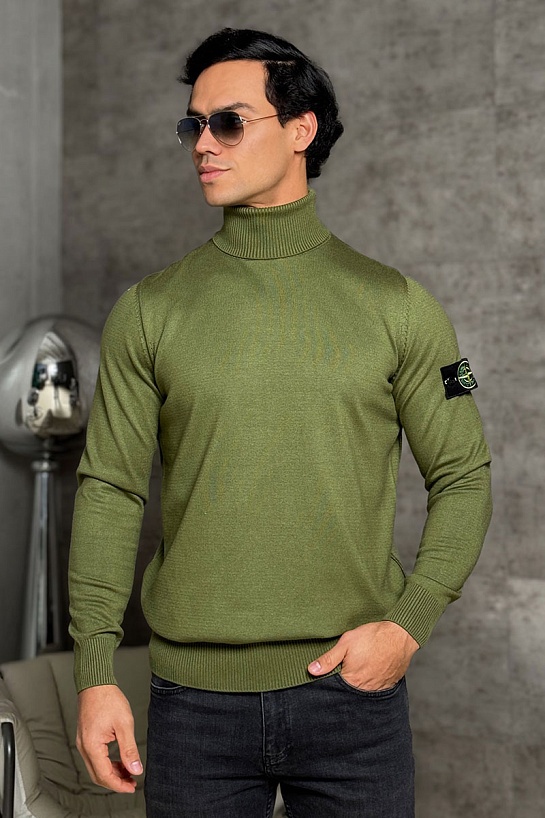 Водолазка зелёного цвета Stone Island compass-patch