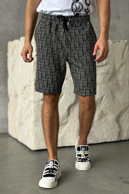 Мужские шорты Dior Oblique - Grey / Black