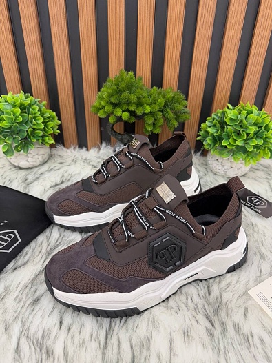 Комбинированные кроссовки Philipp Plein Predator - Brown   