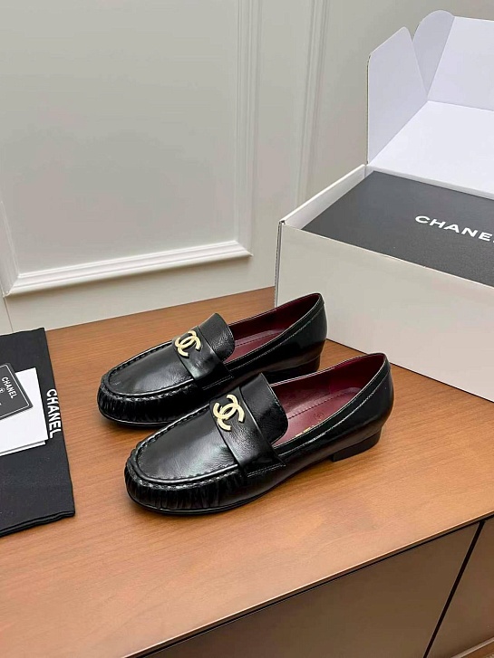Женские кожаные лоферы Chanel premium