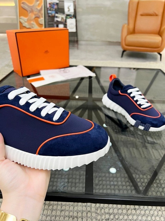 Мужские замшевые кроссовки Hermes Bouncing - Blue