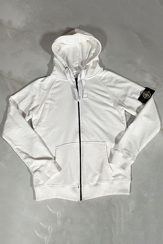 Белая кофта на молнии Stone Island compass-patch