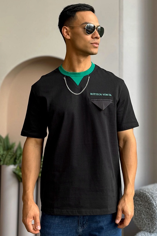 Чёрная оверсайз футболка Bottega Veneta Chain