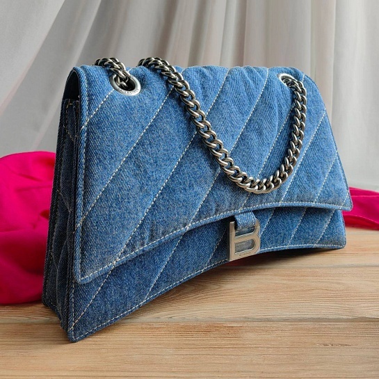 Кожаная сумка Balenciaga Hourglass Denim S 26x15 см