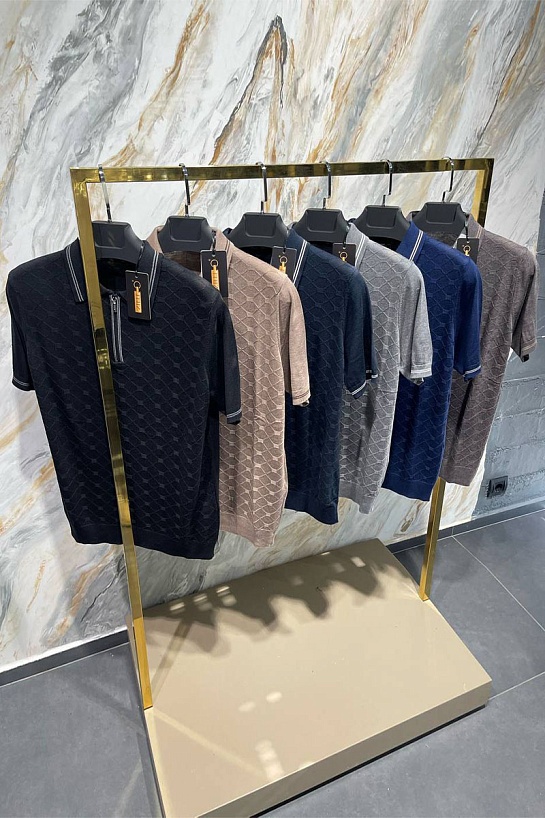 Мужское поло Zilli zip neck - Brown