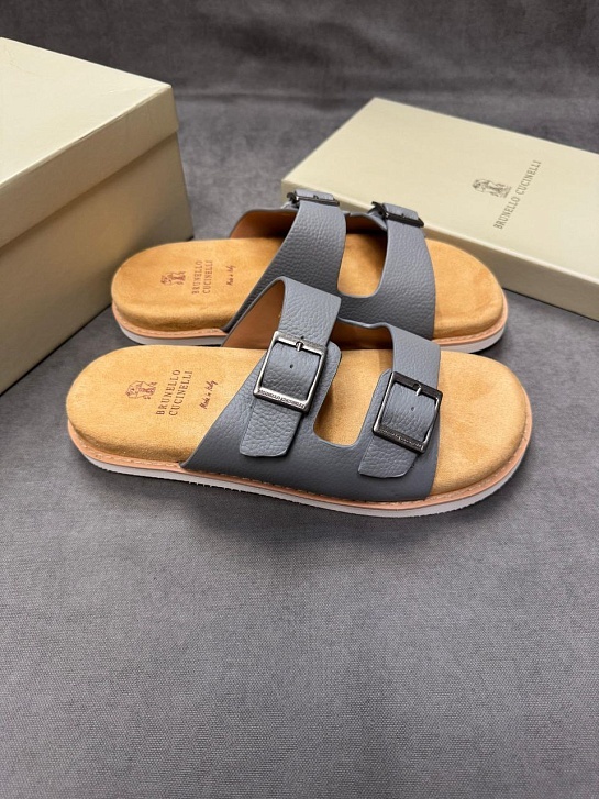 Кожаные шлёпанцы Brunello Cucinelli Urban - Grey