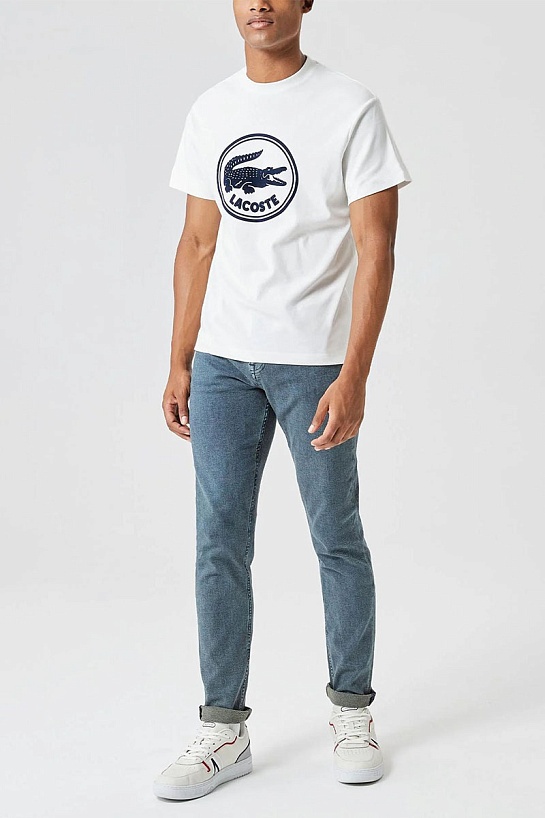 Мужская белая футболка Lacoste logo-print