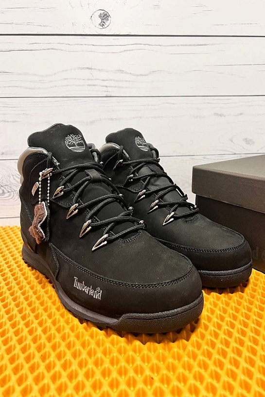 Мужские ботинки с мехом Timberland Euro Rock Hiker - Black / Grey