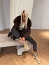 Женская утеплённая дубленка Max Mara с натуральным мехом