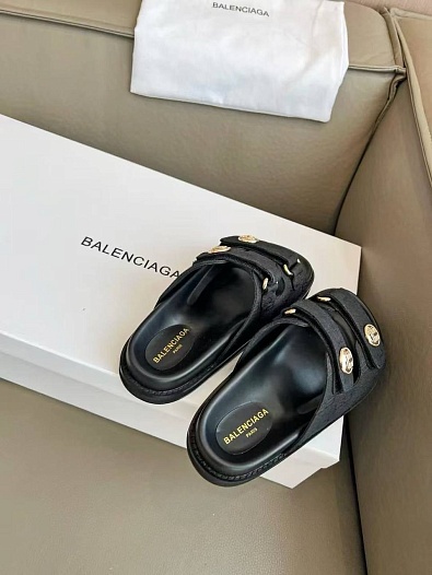 Женские шлёпанцы Balenciaga Jacquard Premium - Black   
