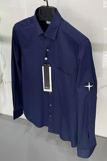 Мужская тёмно-синяя рубашка Stone Island   
